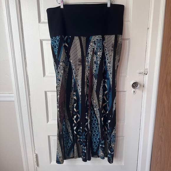 Women With Control Flare Leg Pants 1XP Stretch Flowy Retro Geometric Print Boho - Picture 16 of 16